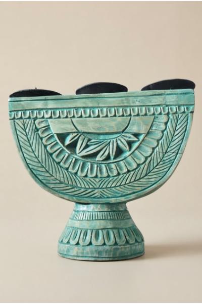 Candle Holder - Half Moon - Teal